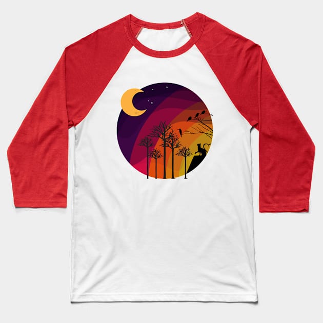 Cat's evening Baseball T-Shirt by Art-Julia